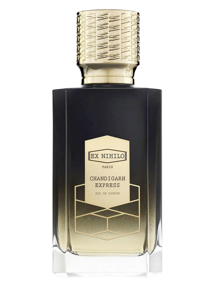 Fragrantica bottle photograph for Ex Nihilo Chandigarh Express Eau de Parfum. Purchase is hand-decanted 5ml or 10ml atomizer, not retail bottle.