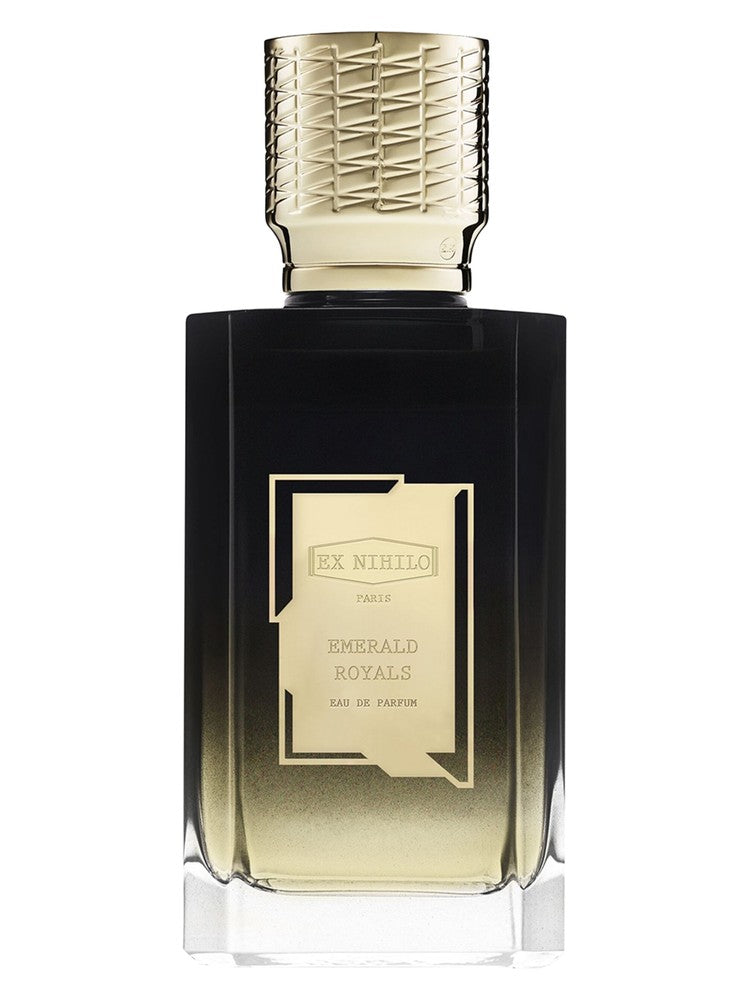 Fragrantica bottle photograph for Ex Nihilo Emerald Royals Eau de Parfum. Purchase is hand-decanted 5ml or 10ml atomizer, not retail bottle.