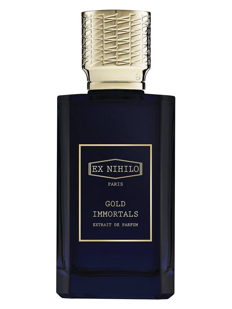 Fragrantica bottle photograph for Ex Nihilo Gold Immortals Extrait de Parfum. Purchase is hand-decanted 5ml or 10ml atomizer, not retail bottle.